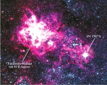 Supernova 1987A Light from SN 1987 A continues to arrive. It doesn't all come out at one short period.