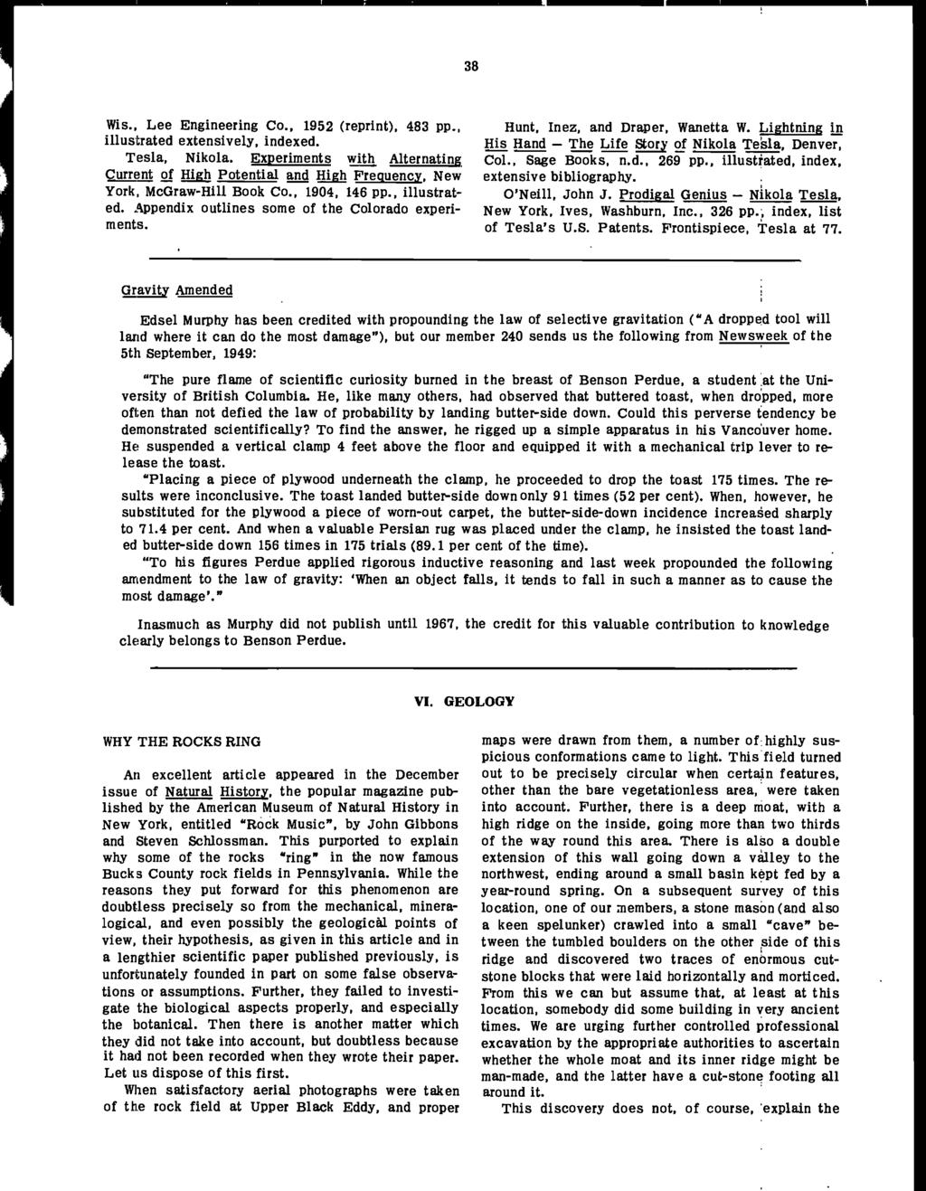 38 Wis., Lee Engineering Co., 1952 (reprint), 483 pp., illustrated extensively, indexed. Tesla, Nikola.