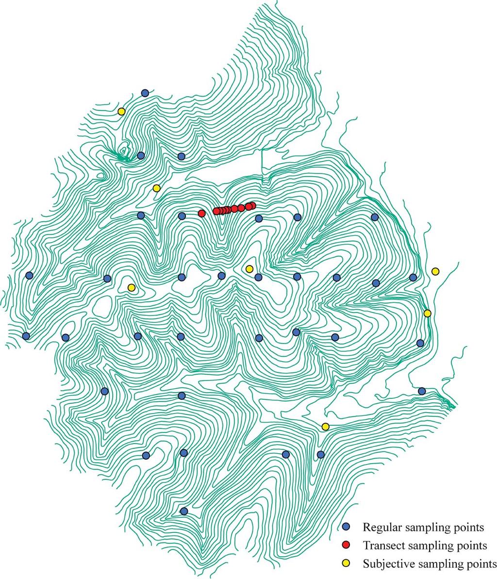 16 L. Yang et al. Figure 10. Location of validation points on contour lines in the study area. points which were used to validate the overall performance of the inferred soil maps.