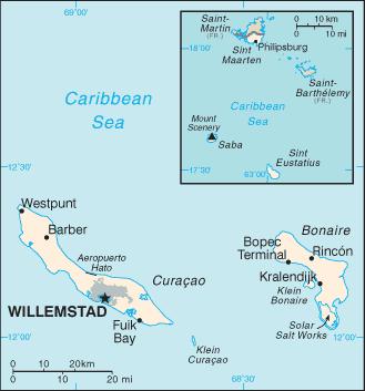 Netherlands Antilles The NETHERLANDS ANTILLES was a Dutch OCT consisting of five islands: Curacao and Bonaire (situated just off the Venezuelan coast) and Saba, Saint Eustatius and St Maarten, which