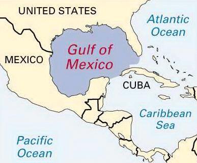 gulf a part of the ocean that is extends into the land, has a