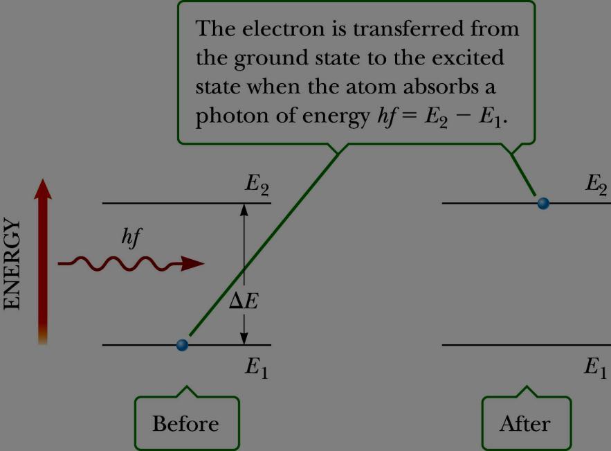 Atomic Transitions Stimulated Absorption The blue dots represent electrons.