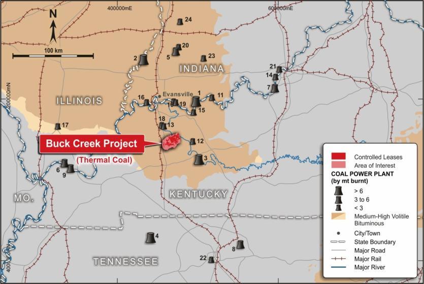 Potential for Significant Market Growth Regional Local Coal Power Plant and Buck Creek Project Map The Buck Creek Coal Project is located adjacent to some of the largest and lowest cost, coal fired