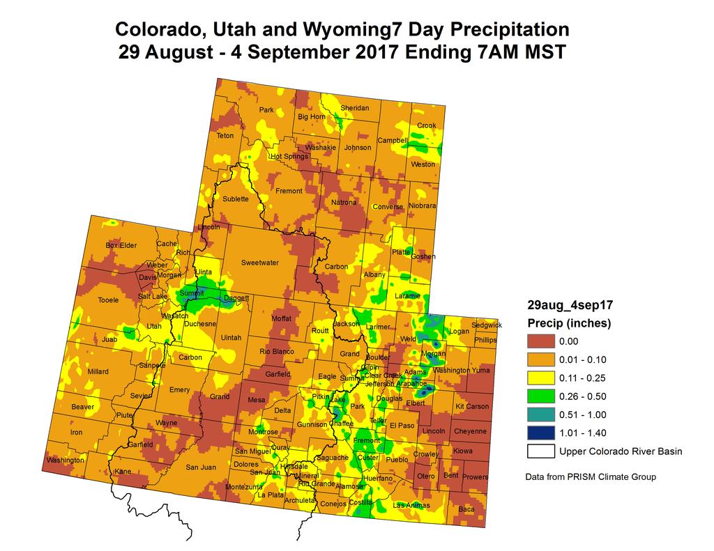 9/6/2017 NIDIS Drought and Water Assessment NIDIS Intermountain West Drought Early Warning System September 5, 2017 Precipitation The images above use daily precipitation statistics from NWS COOP,
