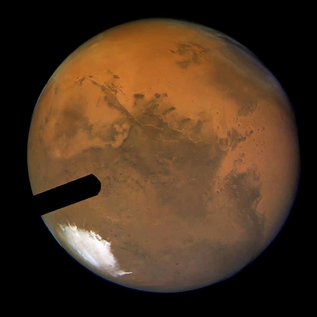 An image of Mars taken with the Hubble Space Telescope 8/24/03. This is the sharpest color picture ever taken of Mars from Earth.