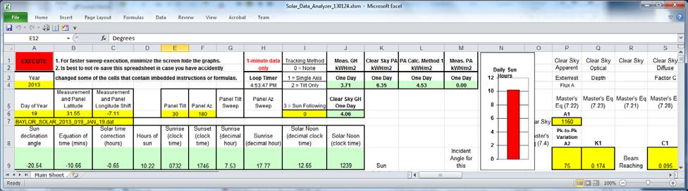 ) In order to speed up execution, pull up the bottom of the spreadsheet screen so that the graphs are hidden.