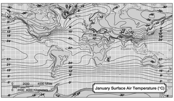 The controls of Temperature Latitude Sea/land distribution Ocean currents Elevation