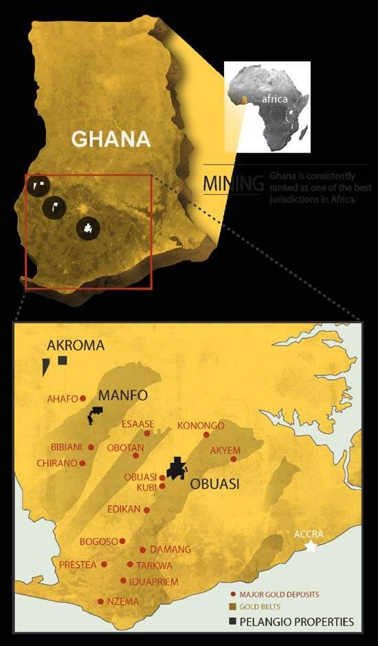 Properties Manfo - 100 Sq Km Maiden resource of 195,000 oz Indicated + 298,000 oz Inferred on 3 of 7 mineralized areas