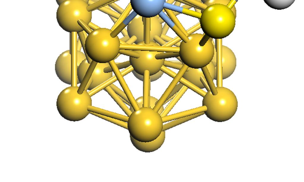 (a) Configuration where the S atom of the ligand interacts with the core metal structure.