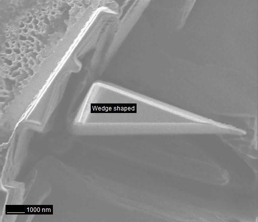 Figure 19: FIB micrograph of wedge shaped Pt