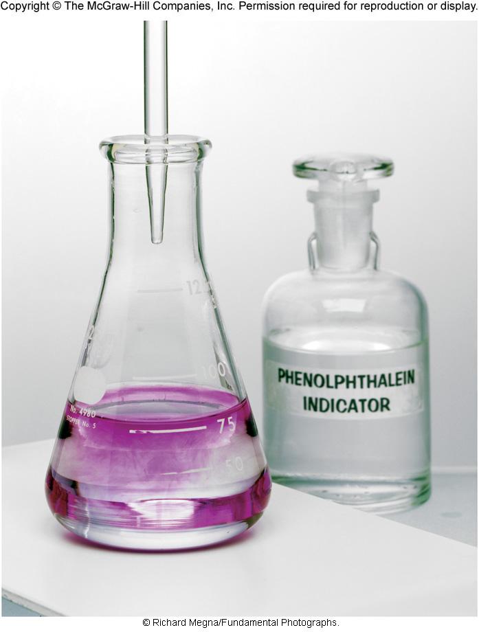Phenolphthalein is a common indicator.