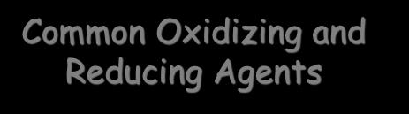 Common Oxidizing and Reducing Agents Metals (Cu) are reducing agents HNO 3 is an