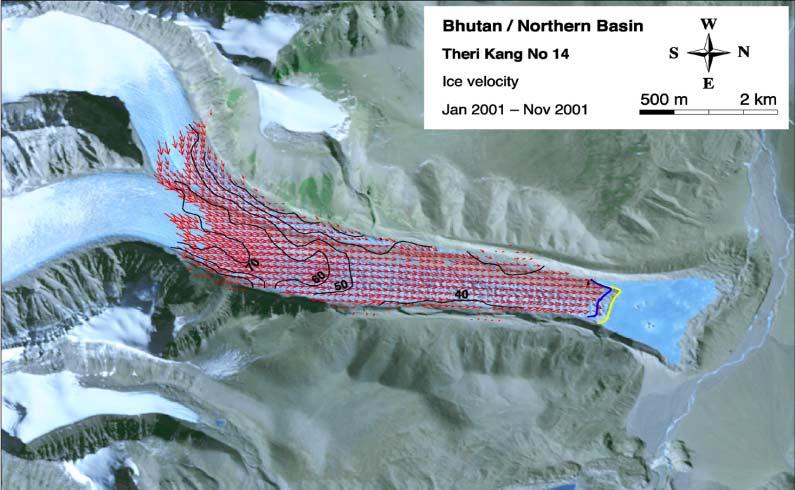 Silty Lake Himalaya-Tibet: Auto correlated velocity measurments from two