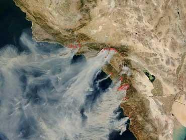 California map Satellite Image showing the Santa Ana