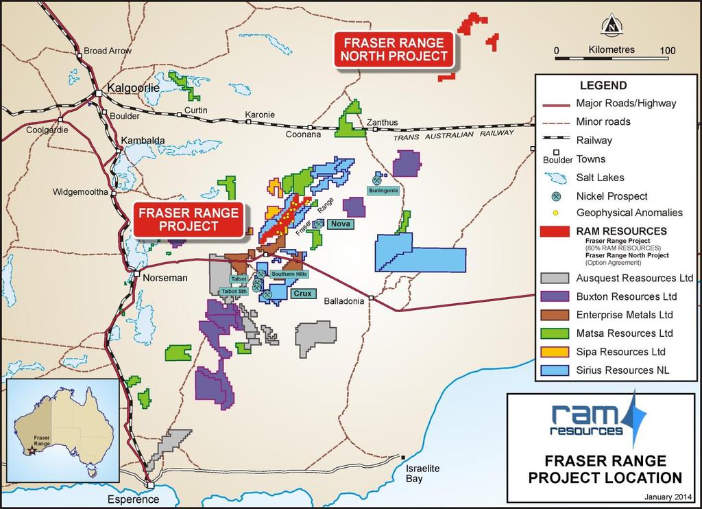 During the term of the two-year option, Ram will undertake an aggressive exploration program to assess the potential of the Fraser Range North project.