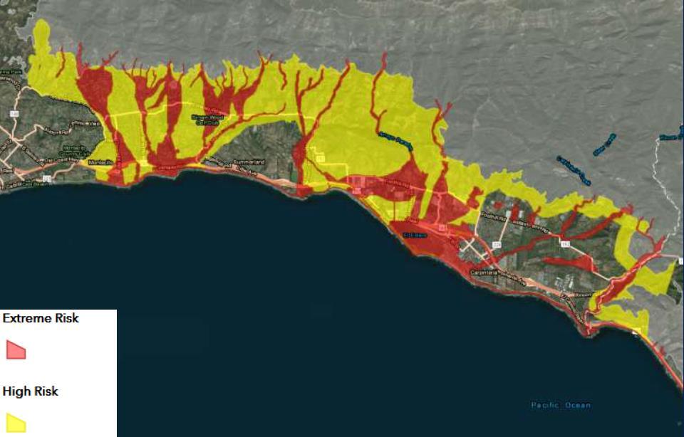 Southern California Flooding - Final Situation Moderate chance of debris flow near recent burn scar areas (Sherpa, Whittier and Thomas Fires) Rainfall amounts of.