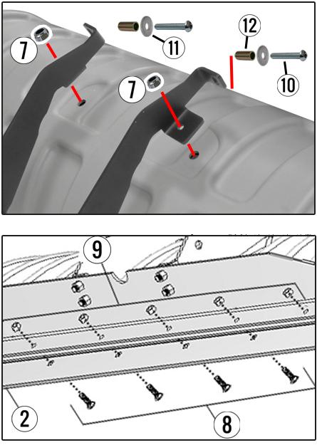 1. Attach Rib (4) and Rib (5) on Angle (3) using bolts (6) and locknuts (7). Don t tighten the locknuts. 2.