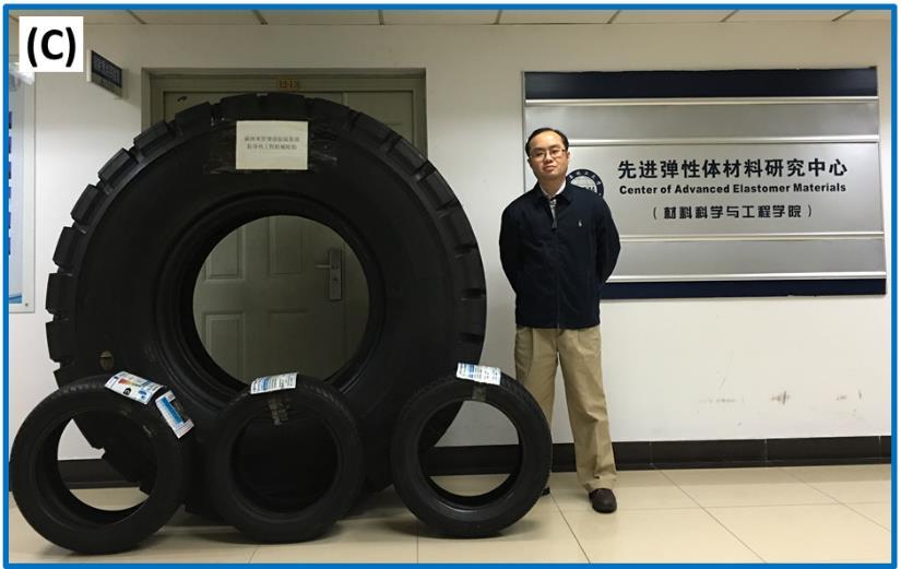 Fig1. Application of rubber/cnt nanocomposites in high-performance tires: (A) Using CNTs in the highly filled rubber/nano silica tread composite for solving the problem of electronic charge releasing