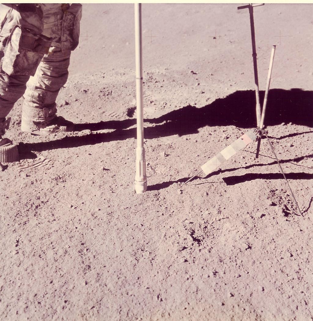 15009 Single Drive Tube Station 6 Figure 2: Location of soil samples, trench and drive tube at station 6, Apollo 15. Figure 1: Photo of drive tube 15009 driven in all the way. AS15-86-11565.
