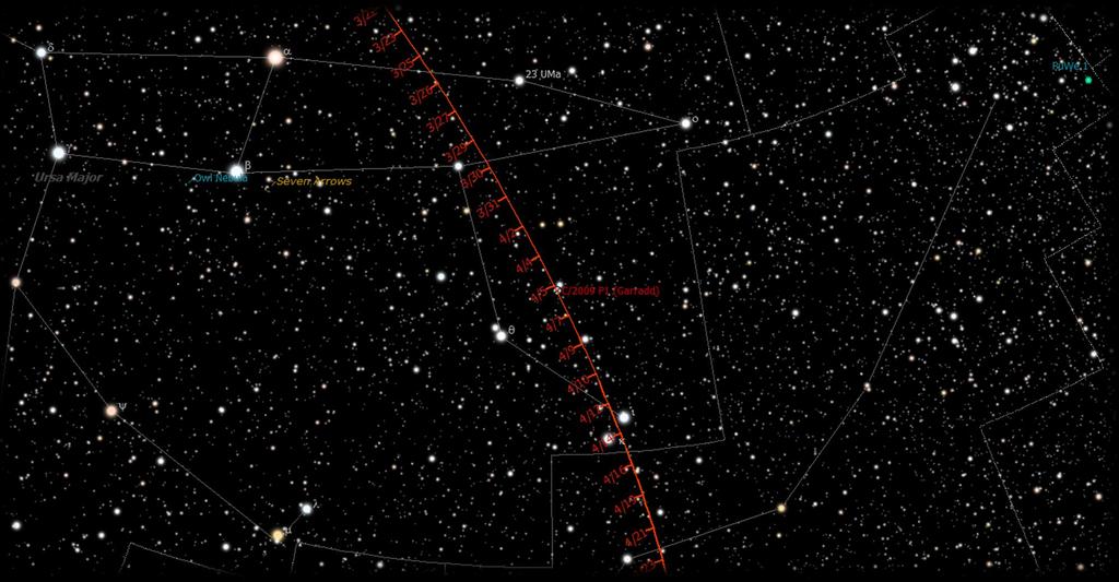 8 C/2009 P1 Garradd Figure 2: Close up of Garradd s projected path from 23 Mar 23 Apr 2012!