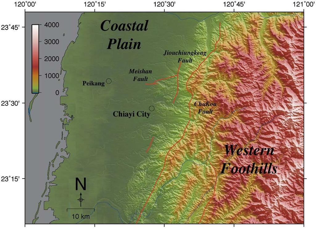 784 J.-Y. Yen et al. / Remote Sensing of Environment 112 (2008) 782 795 Fig. 2. Topography and faults near Chiayi City, southwestern Taiwan.