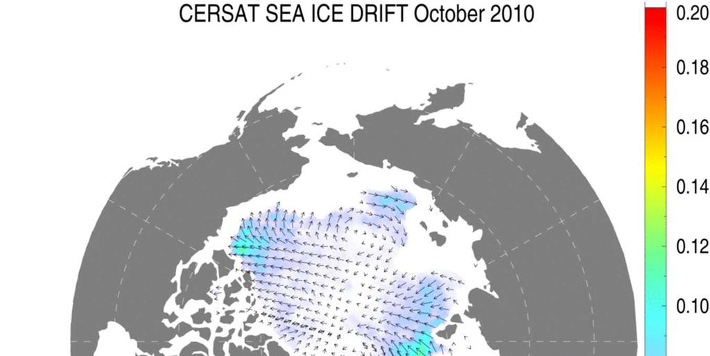 . Sea ice extent (06 km ) in the Arctic (upper panel) and the Antarctic (lower panel) for the 007 0 period, from for the 007-0 period, from SSMI satellite measurements (red line) from IRG_VV (blue