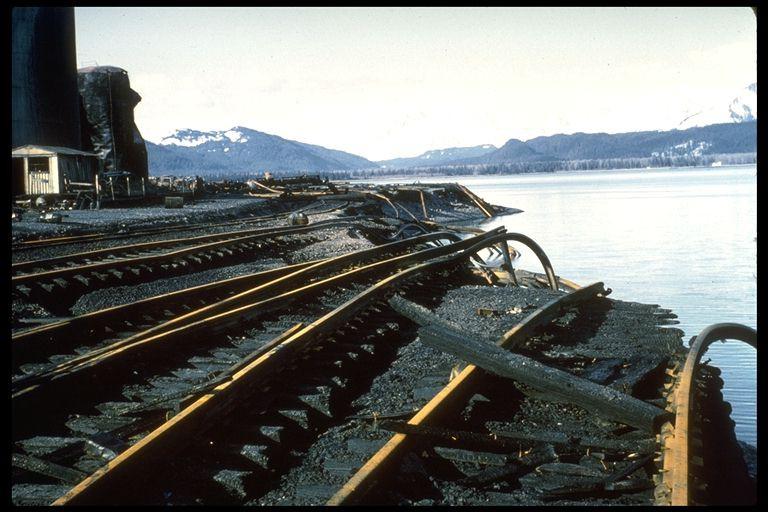 Tsunami Damage Seward, Alaska after Anchorage, Alaska earthquake, Mar.