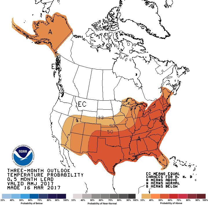 Three Month Temperature and Precipitation Outlook April-May-June Outlook will be updated later this week.