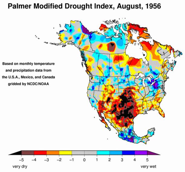 of years This project blends the current instrumental Palmer Drought Index data with the long-term