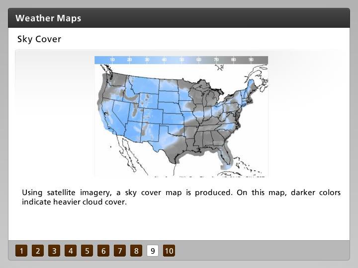 Sky Cover Using satellite imagery, a sky cover map is