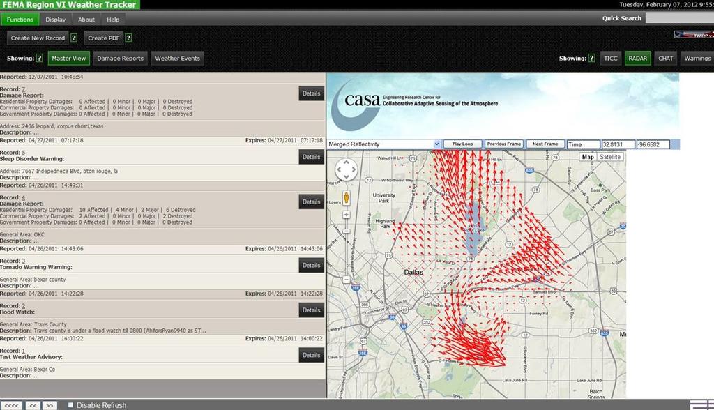 CASA data integrated into decision support