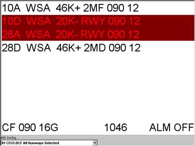 LLWAS display example Alphanumeric Alarm Display Runway ID Alert Type Intensity Location Used by the final (tower) controllers to alert pilots of