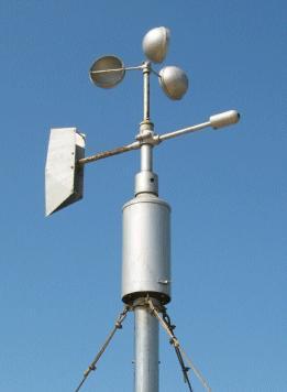 *Anemometer * Measures wind speed * Has cupped arms that rotate as