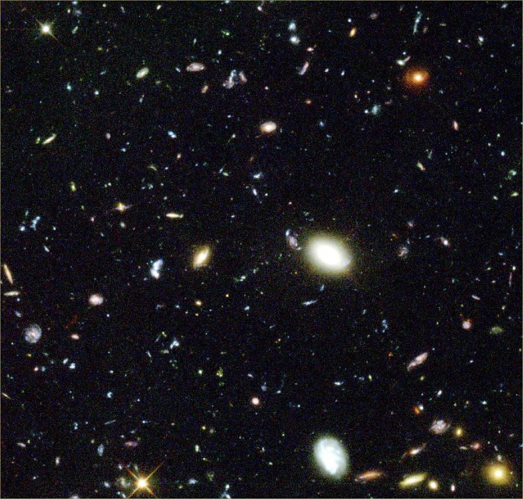 The Hubble Deep Field Photograph 100 s of galaxies.