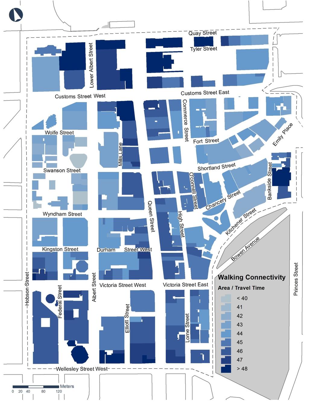 Figure 16: Walking connectivity Source: Authors estimates Relationship between pedestrian