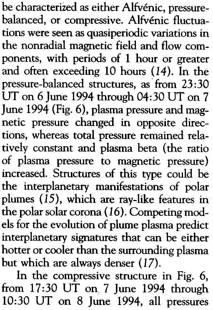 IMP average 10 wind - be characterized as either Alfvenic, pressurebalanced, or compressive.