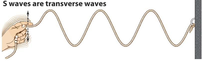 Longitudinal waves can also travel through liquid and gas, travelling at the speed of sound
