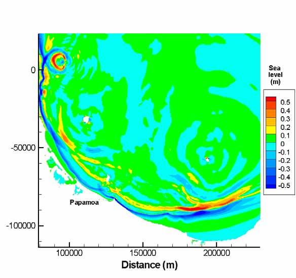 Figure 12: Composite Astrolabe faults 1500 seconds after maximum single event displacement.