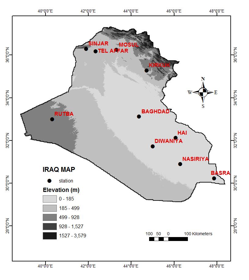 Fig.1: locations of meteorological stations in Iraq III.