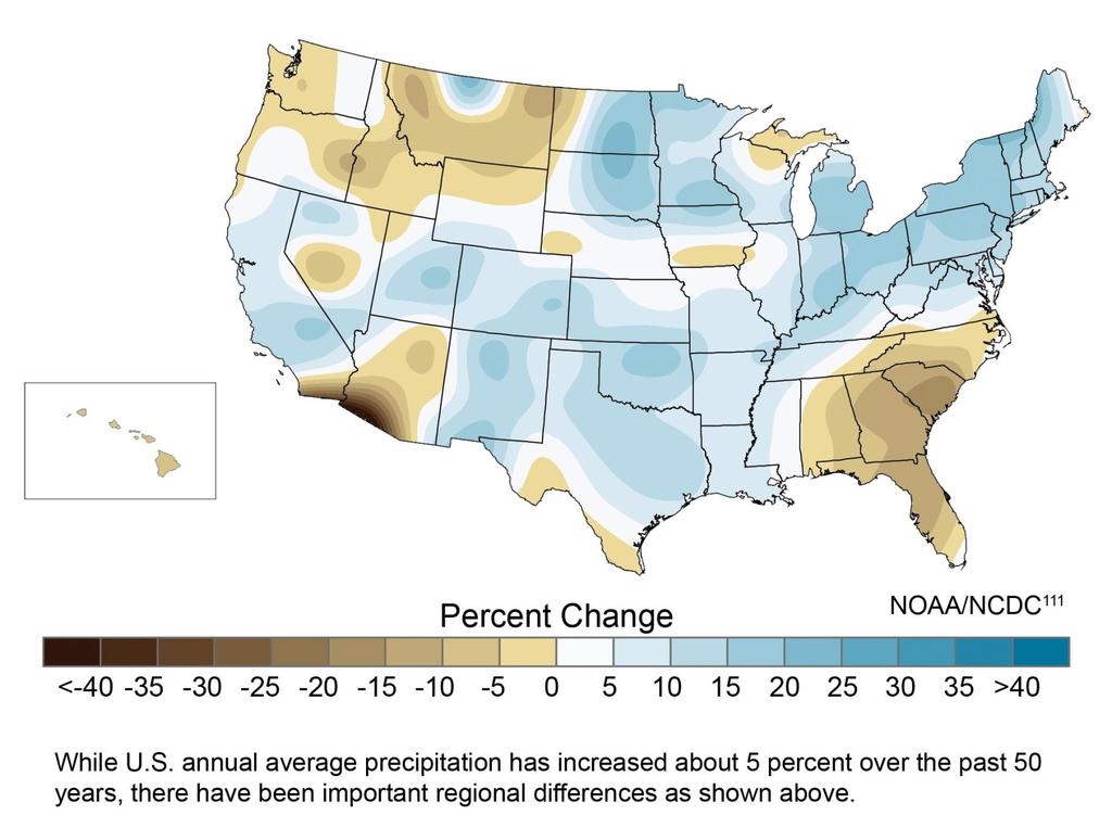 Precipitation has increased over the northern plains/upper Midwest 13 Global Climate Change Impacts in the