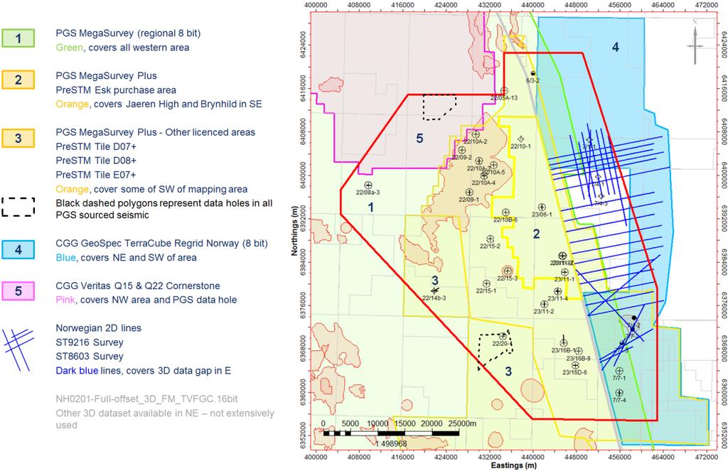 Figure 4 Well database and seismic coverage of the licenced acreage and surrounding area.