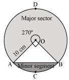 Let AB be the chord of the circle subtending 90 angle at centre O of the circle.