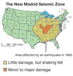 as a result of plate tectonic activity. This can result in a major earthquake, such as the New Madrid events in 1811 and 1812. Figure 12.