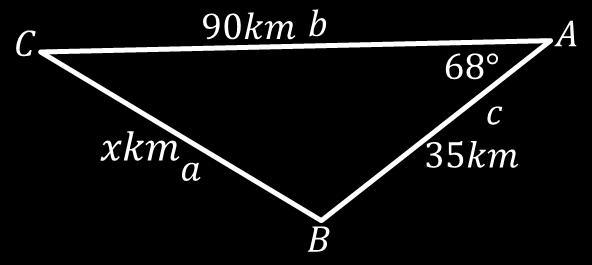 x 24.51m The Cosine rule formula a 2 = b 2 + c 2 2bc cos A cos A = b2 + c 2 a 2 2bc Missing
