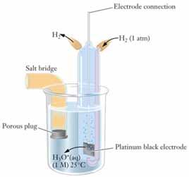 The standard hydrogen electrode (SHE) is the choice for the standard component in cell potential measurements. The cell is constructed of a platinum wire or foil as the electrode.