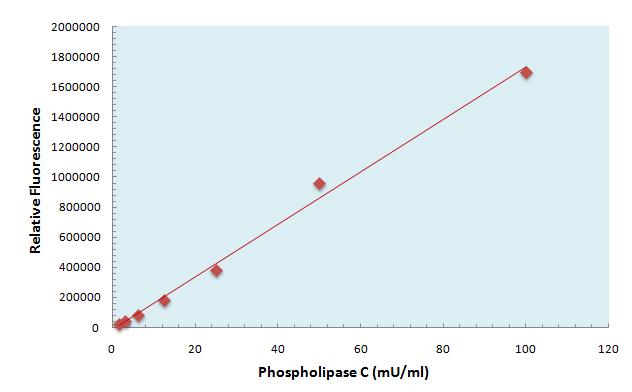 STANDARD CURVE Correct for background fluorescence or absorbance. For each point, subtract the value derived from the negative control. Plot the Phospholipase C concentrations vs.