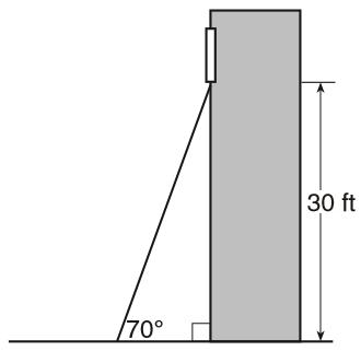 11. The diagram below shows a ramp connecting the ground to a loading platform 4.5 feet above the ground. The ramp measures 11.75 feet from the ground to the top of the loading platform.