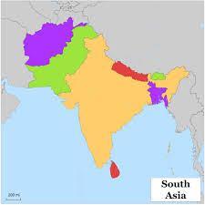 Q4. Label the countries of South Asia in the map given below.
