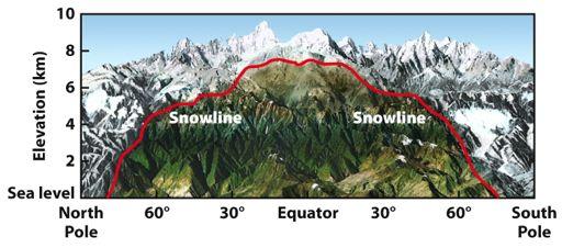 The Snowline is the lowest elevation of a perennial (2 yrs) snow field.