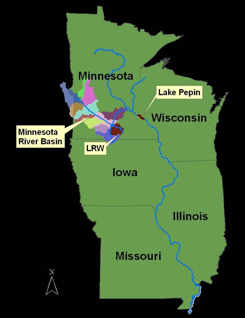 Introduction and Background Minnesota River Basin (MRB) Contains headwaters of the Mississippi River basin Drains 4.